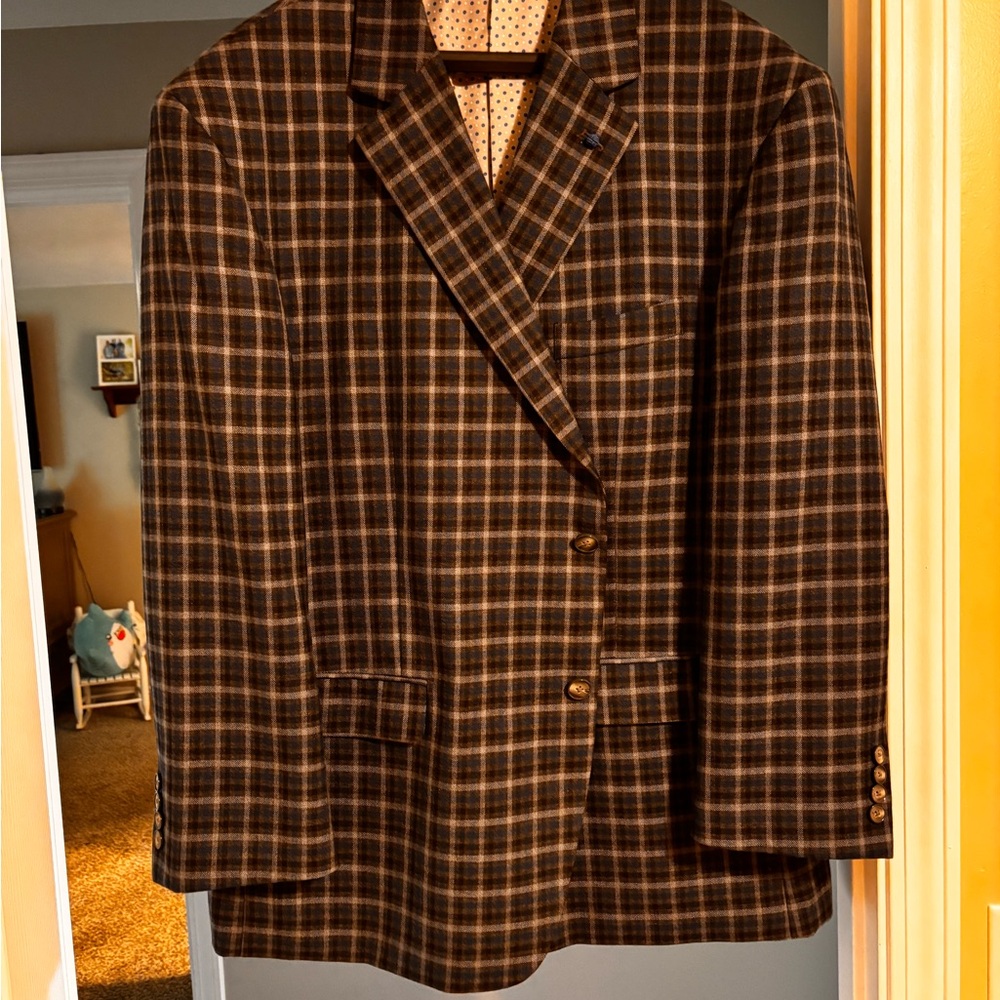 Men's Checkered Blazer - Black and Blue